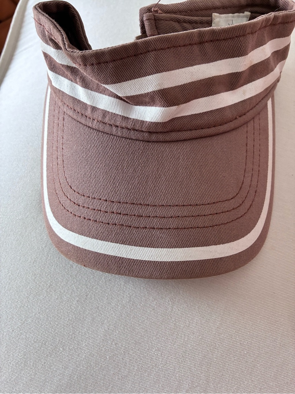 AERIE OFFLINE Striped Visor Cap BROWN and White